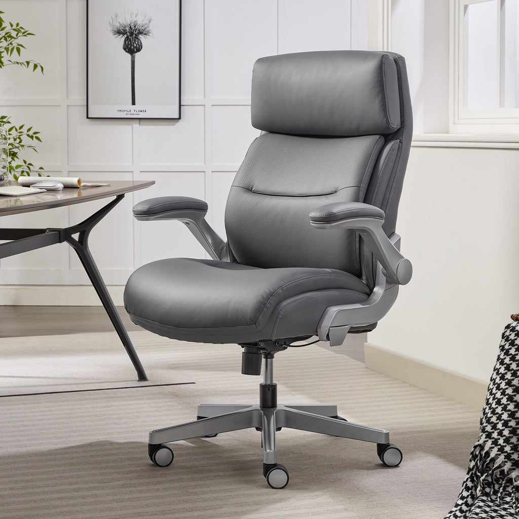 Shaquille O'Neal Cenzo Ergonomic Big and Tall Office Chair ,Flip-Up Arms PureSoft Upholstery High-Back Desk Chair with 400 lb Capacity, Black