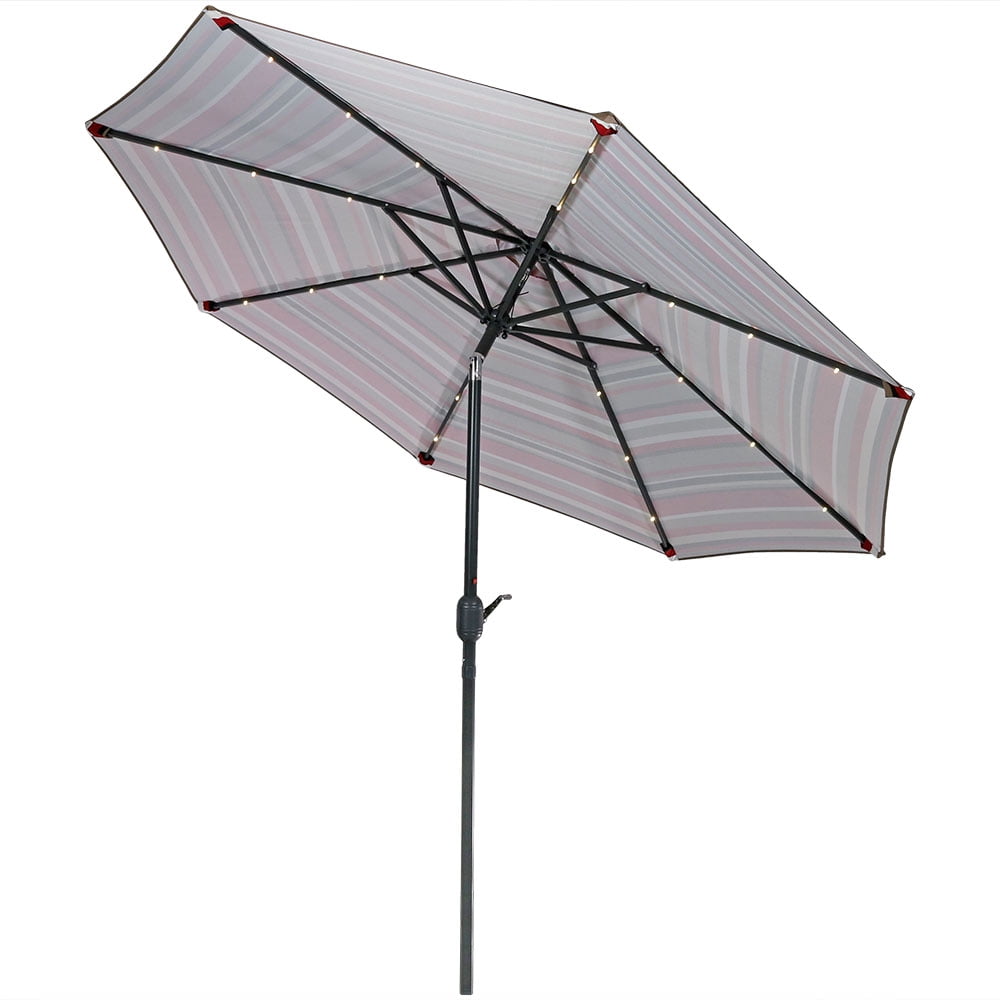 Sunnydaze Decor 91 Awning Striped Octagon Market Patio Umbrella, Adjustable Angle
