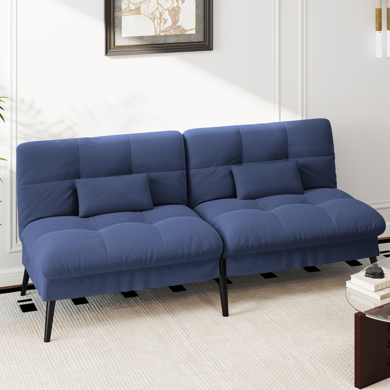 CloudRest Pro 72 Modern Convertible Futon Sofa Bed, Upholstered Futon Couch with 5 Adjustable Backrest Angles,Suitable for Apartment,Living Room,Black