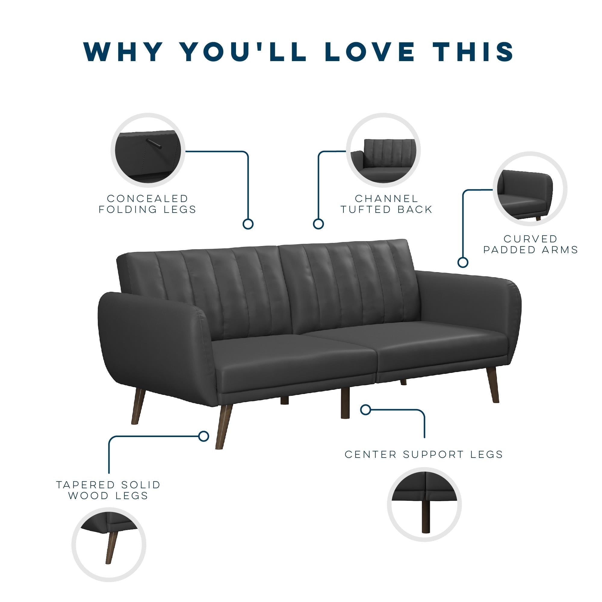 Novogratz Brittany Futon, Blue Linen