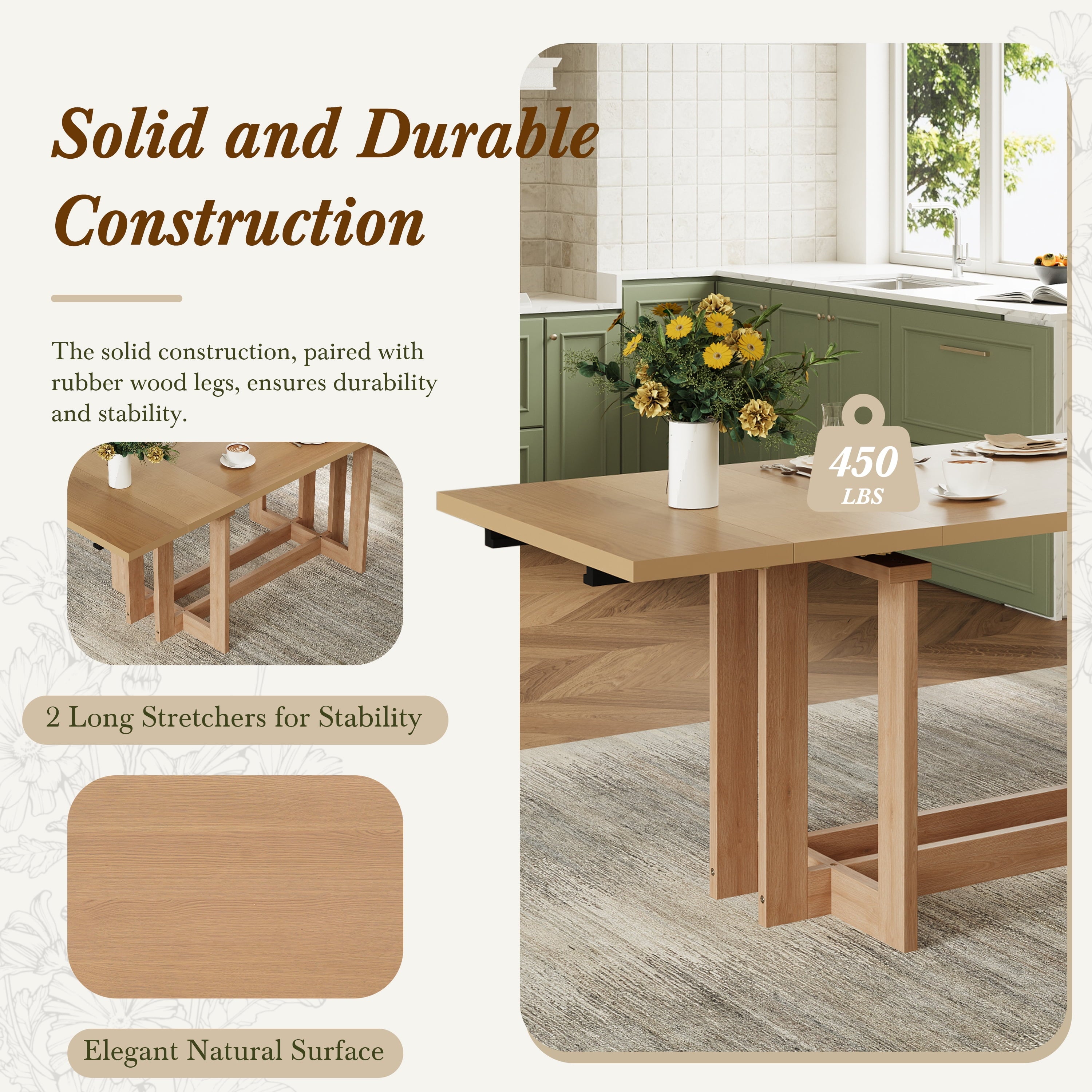 Harper & Bright Designs 7 Pieces Retro Dining Set for 6, Wood Rectangular Table with Designed Trestle Base and 6 Upholstered Chairs for Dining Room and Kitchen, Grey