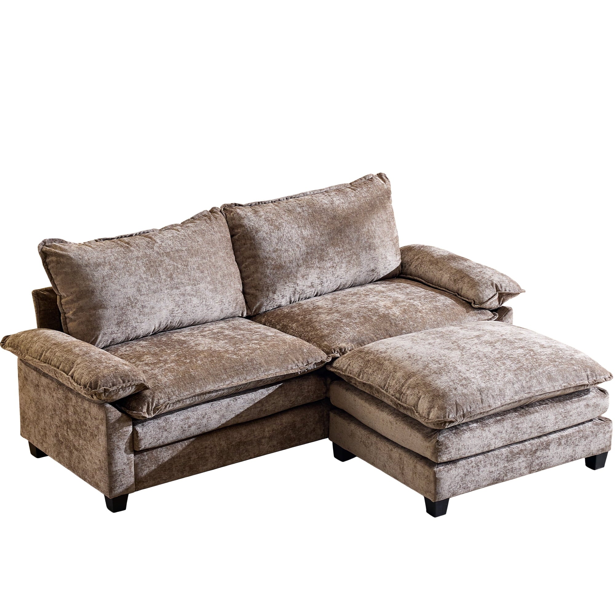Ktaxon Sectional Sofa L Shaped Couch with Chaise Living Room Sleeper Set, 2 Seats with Chenille and Double Layer Cushions 86 W Beige