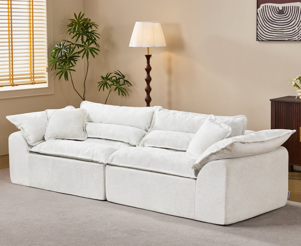 2-Seater Modular Sectional Sofa, Comfy Loveseat with Throw, Deep Seat Memory Foam Small Couches for Small Space, Living Room Apartment, Dark Grey