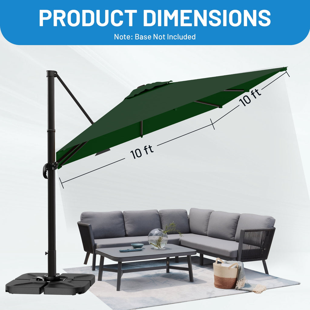 Easthome 10 × 10FT Square Cantilever Patio Umbrella, 360° Rotating Offset Umbrella with Crank, 8 ribs, Outdoor Hanging Roman Umbrella for Garden Deck Backyard, Red