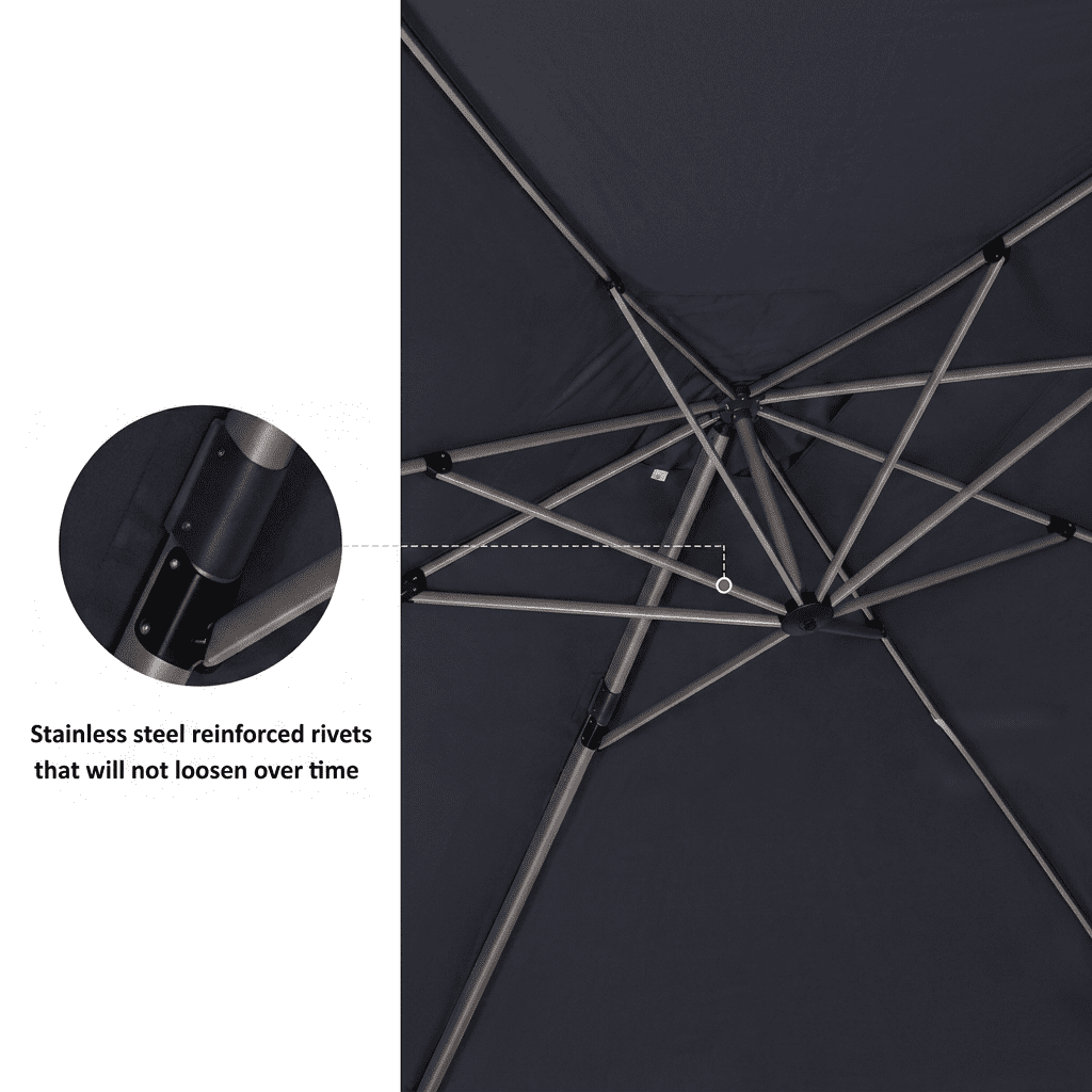 PURPLE LEAF Patio Umbrella with Base Included, 10ft Outdoor Aluminum Cantilever Umbrella with 360° Rotation, Aluminum Large Offset Umbrella for Outdoor Garden Pool, Beige