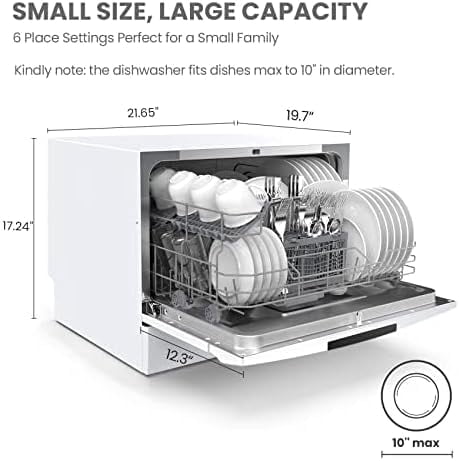 COMFEE' Energy Star Countertop Dishwasher, 6 Place Settings & 8 Programs, Speed/Baby-Care/Eco/Glass, Black