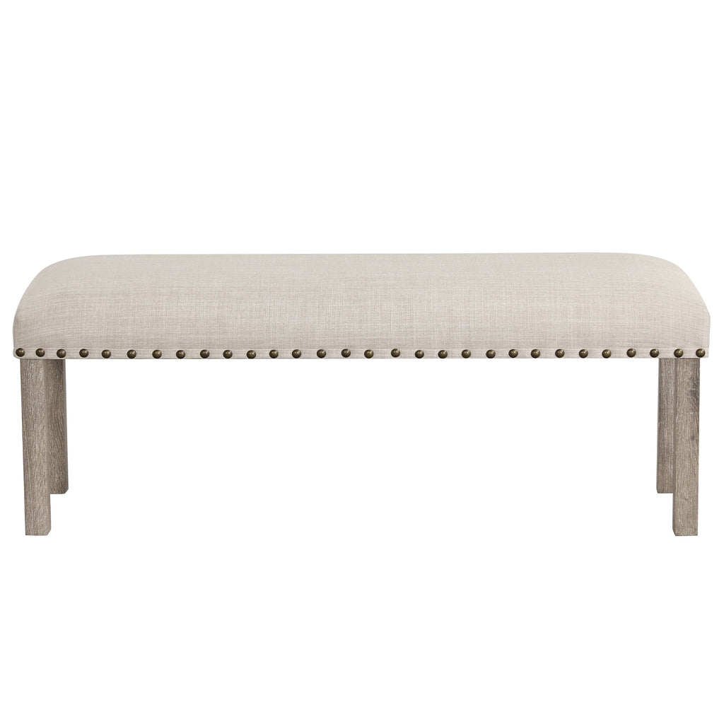 Farmhouse Dining Table Set for 6, Rectangular Wooden Table& 6 Upholstered Kitchen Chairs with Nailhead Accents for Dining Hub,Breakfast Nook
