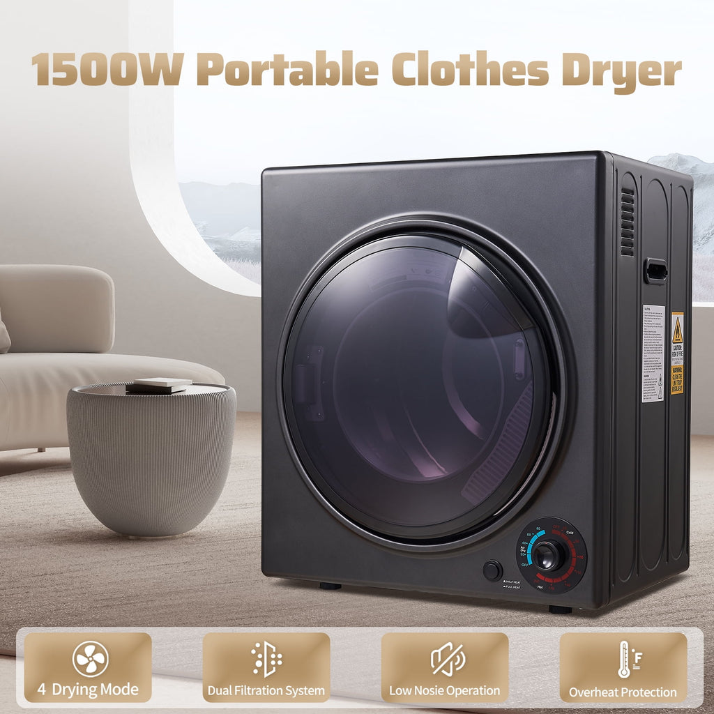 CTT Portable Dryers for Laundry 1500W, 3.5 cu.ft Compact Dryer with Stainless Steel Tub, 4 Drying Mode, Apartments, RVs, Dorms