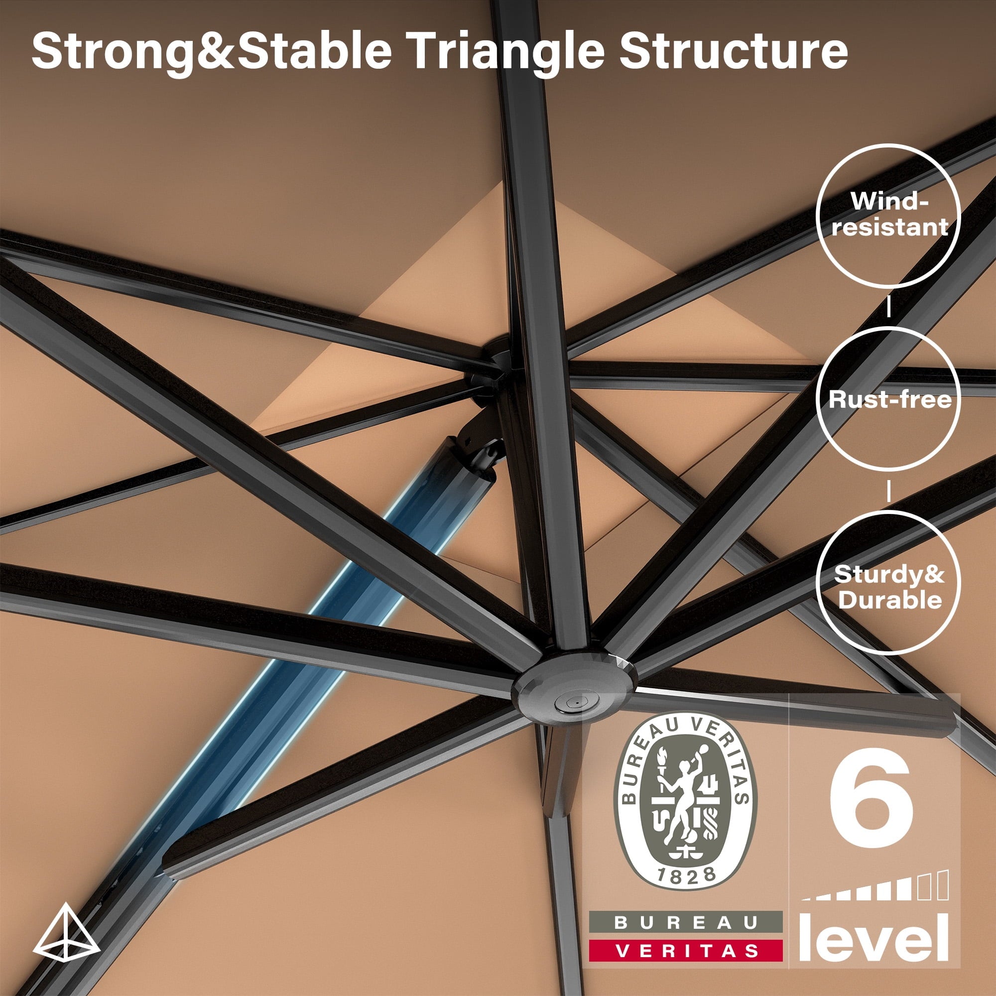 LAUSAINT HOME 10 Feet Patio Umbrella, Outdoor Large Cantilever Round Windproof Patio Offset Umbrella with 360° Rotation for Backyard, Gray