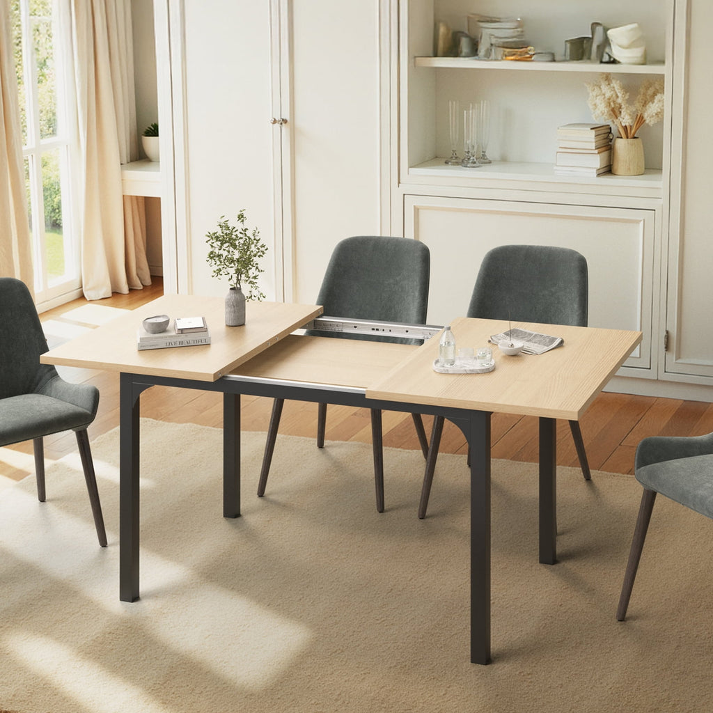 Someet Large Extendable Dining Table for 4-8, Modern Wood Space-Saving Extra Long Folding Kitchen Table for Dining Room, Natural