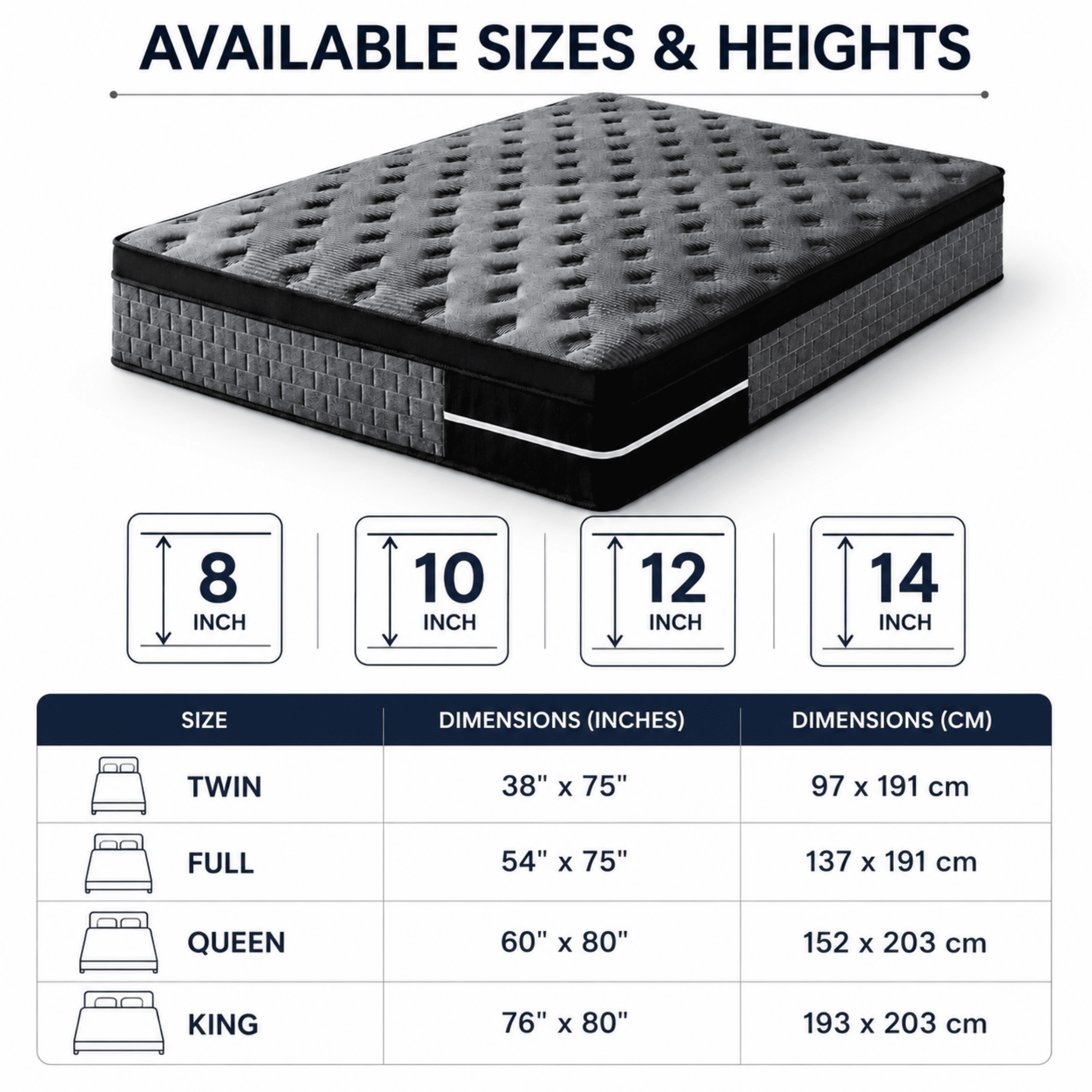 Lodeija 12 Queen Hybrid Mattress,5-Zone Pocket Springs with Motion Isolation,Medium Firm,Fiberglass-Free,Black