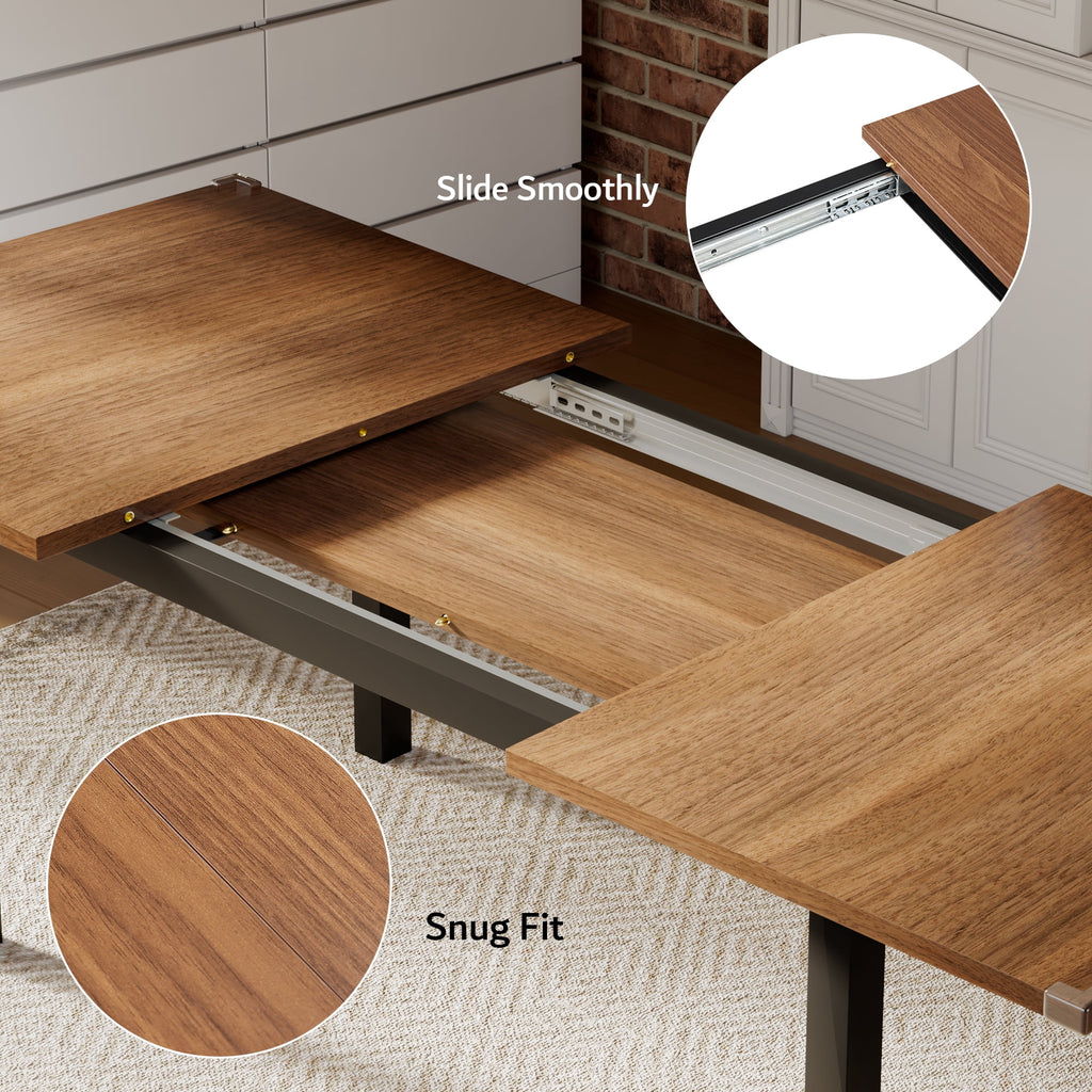 Virans 7-Piece Dining Table & Chairs Set for 4-6, 63 Extendable Kitchen Table with 6 Chairs, Dining Room Table with Metal Frame & MDF Board, Perfect for Small Space, Easy Assembly,Espresso