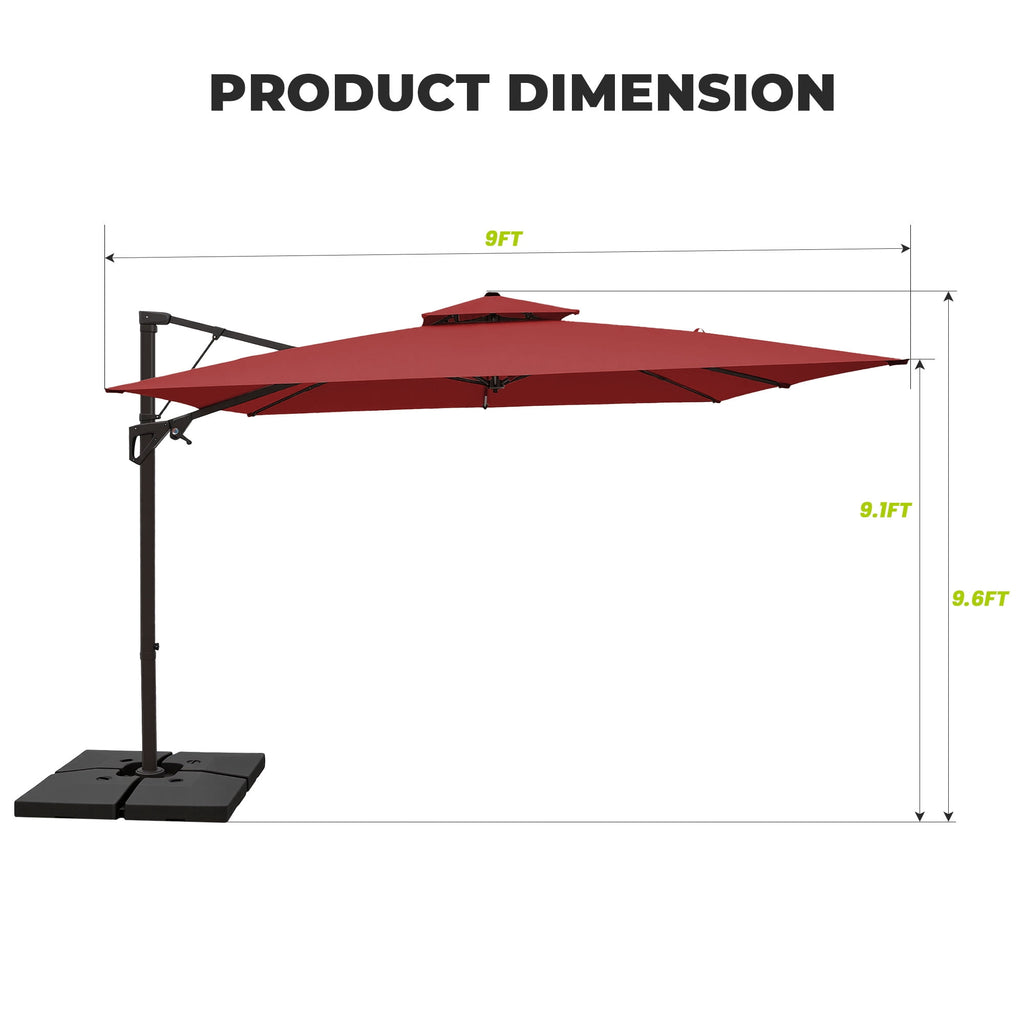 FUNDAZE 10x10ft Cantilever Patio Umbrella with Cross Base & Cover, Waterproof UV Resistant for Garden Poolside Cafe & Deck, Beige