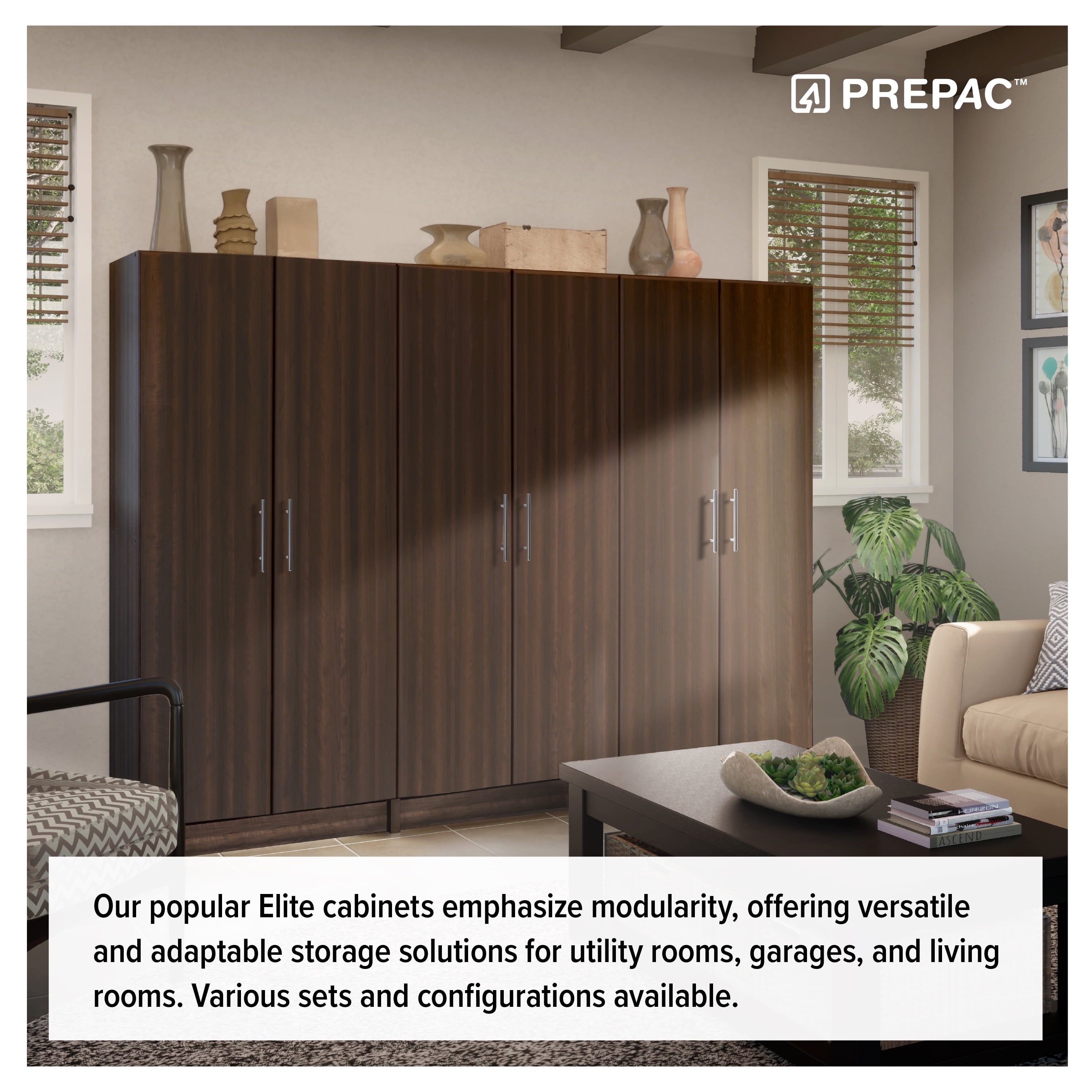 Prepac Armoir, Elite 32W x 35H x 20D White Wardrobe Closet & Cabinet - Functional Clothes Storage with Hanging Rail, Armoire Wardrobe - WEW-3264