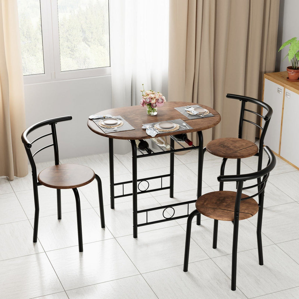 Homall 3 Piece Wood and Metal Dining Table Set, Small Dining Table for 2, Modern Dining Set for Living Room, Dining Room, Kitchen, Black
