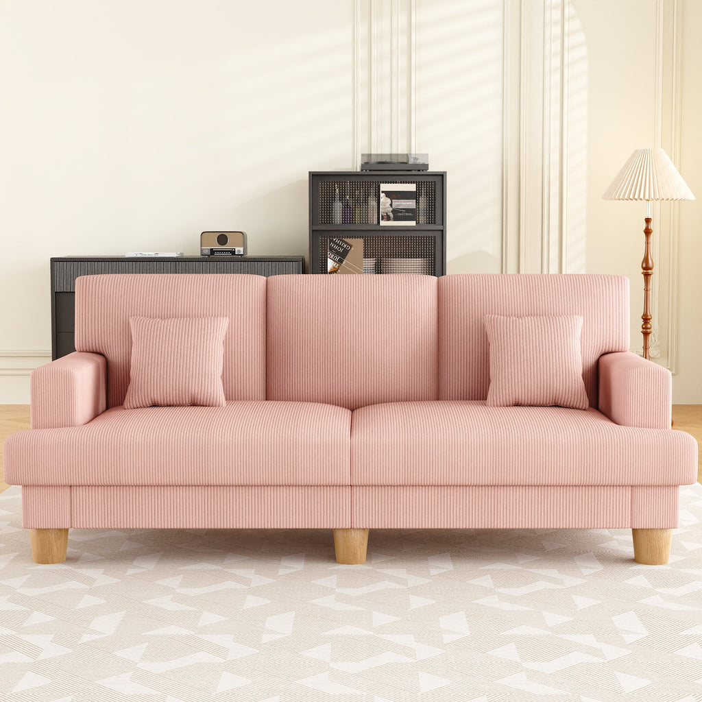 AAQZ 87 Corduroy Sofa Couch for Living Room, 3 Seater Deep Seat Comfy Couch in a Box, 2 Cushions, 2 Pillows Tool-Free Setup,Gray