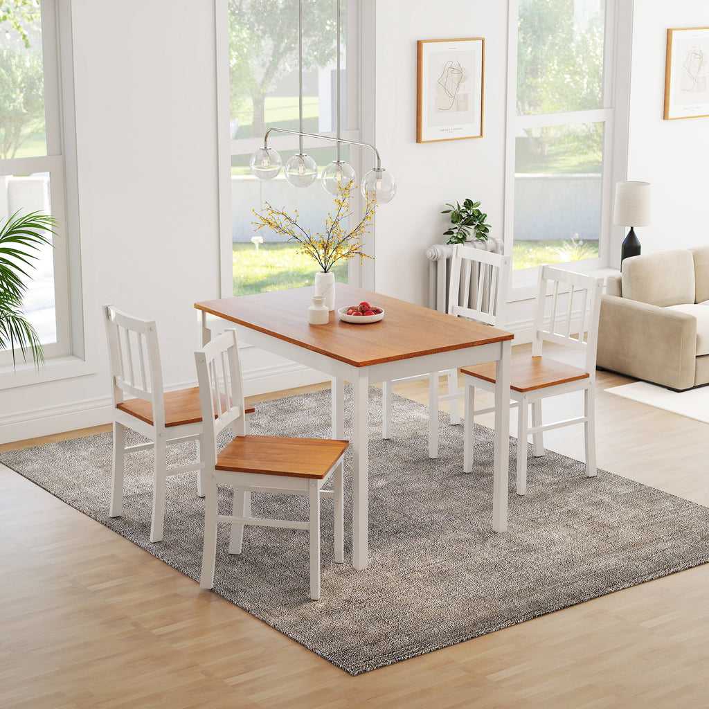 Joywind 5-Piece Solid Wood Dining Set – Rectangular Dining Table with 4 Chairs, Modern Grey Design for Kitchen, Dining Room & Restaurant