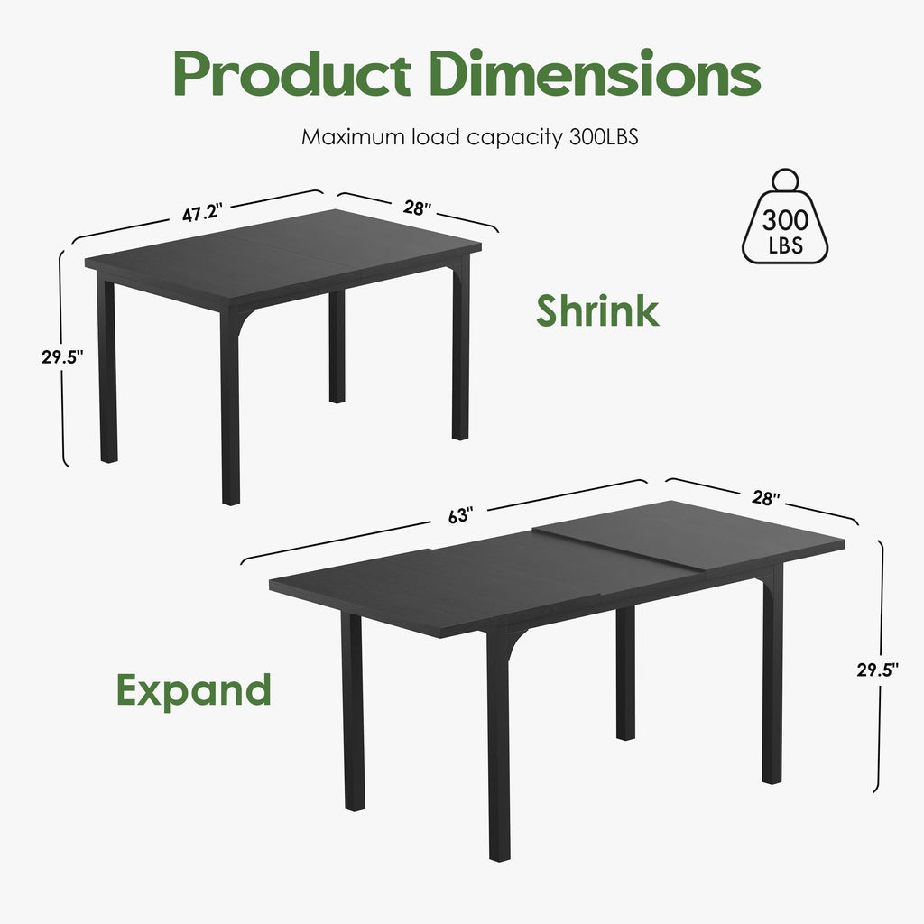 Someet Large Extendable Dining Table for 4-8, Modern Wood Space-Saving Extra Long Folding Kitchen Table for Dining Room, Natural