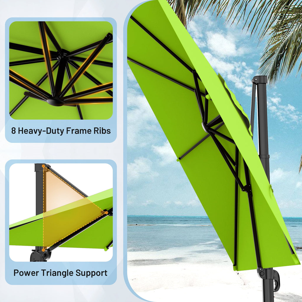 Easthome 10 × 10FT Square Cantilever Patio Umbrella, 360° Rotating Offset Umbrella with Crank, 8 ribs, Outdoor Hanging Roman Umbrella for Garden Deck Backyard, Red