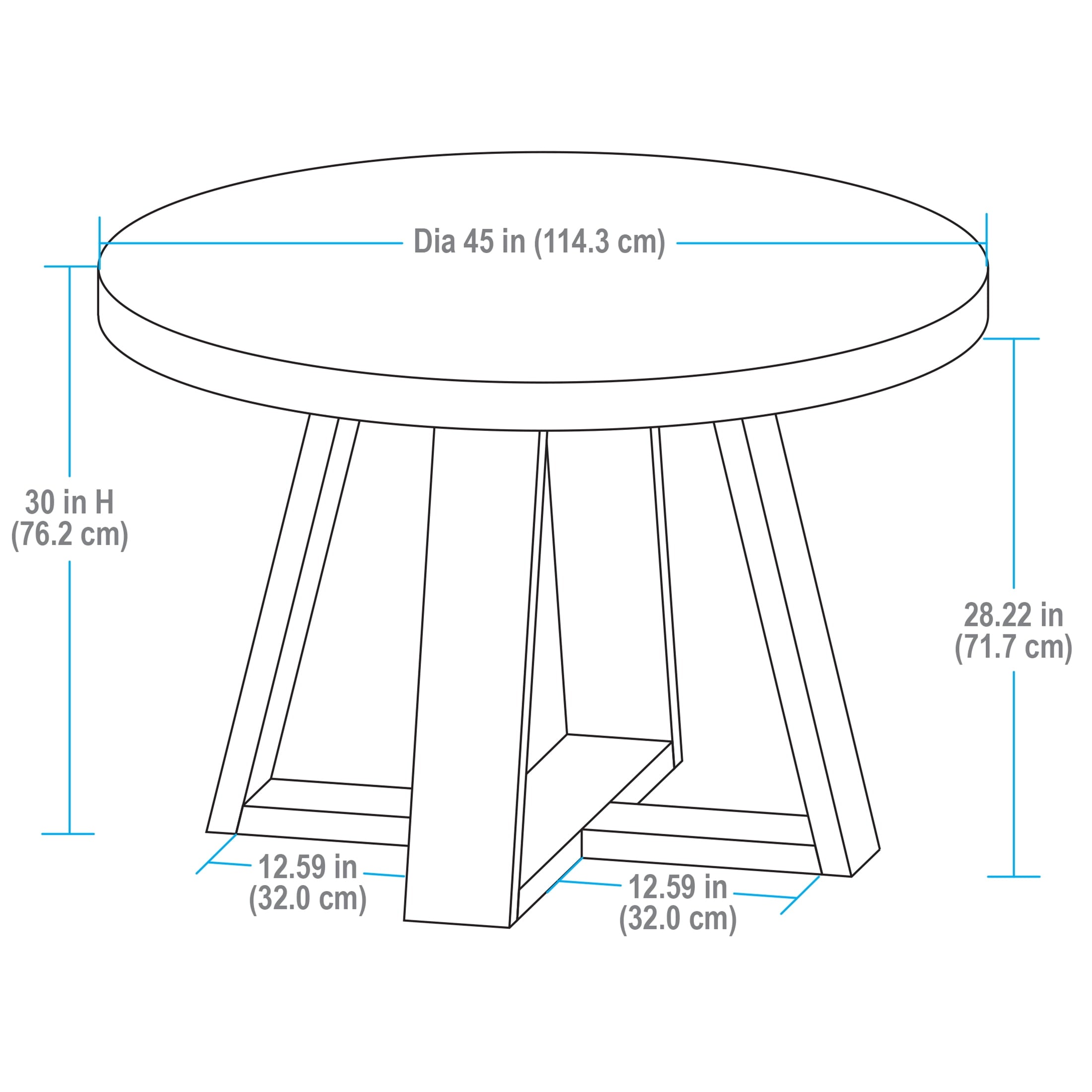 Better Homes & Gardens Ezra 45in Round Wood Dining Table, Walnut Finish