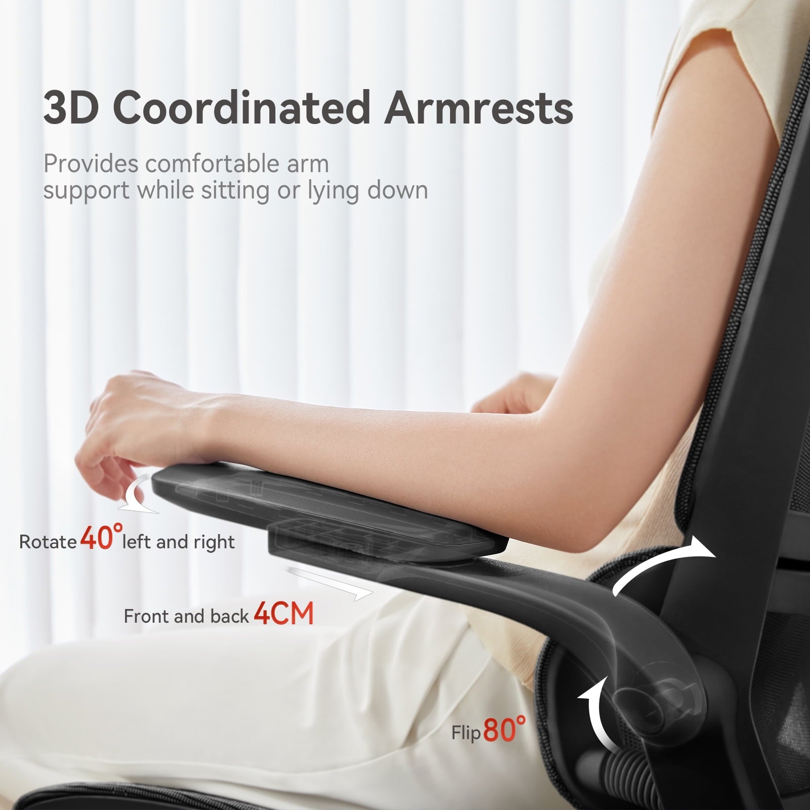 Sihoo M59AS Ergonomic Office Chair with Mesh Backrest, Flip Armrests, Headrest, White