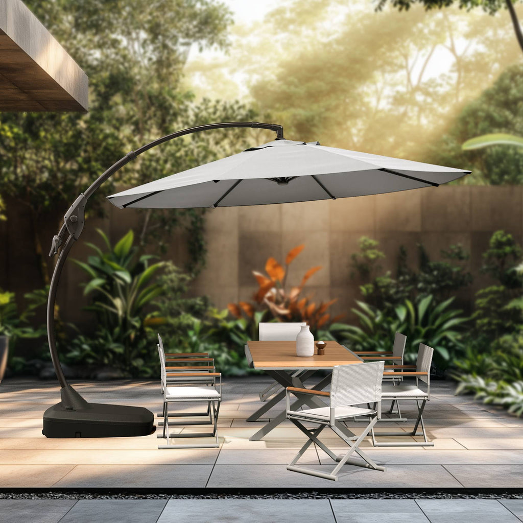 GRANDPATIO 12 ft Deluxe Aluminium Patio Umbrella with Base, Large Offset Outdoor Umbrella, Navy Blue