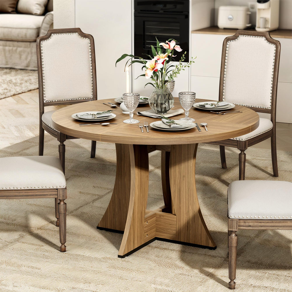 MARNUR Round Dining Table for 4 Persons 47 Kitchen Table for Dining Room Kitchen, Walnut (Only Table)