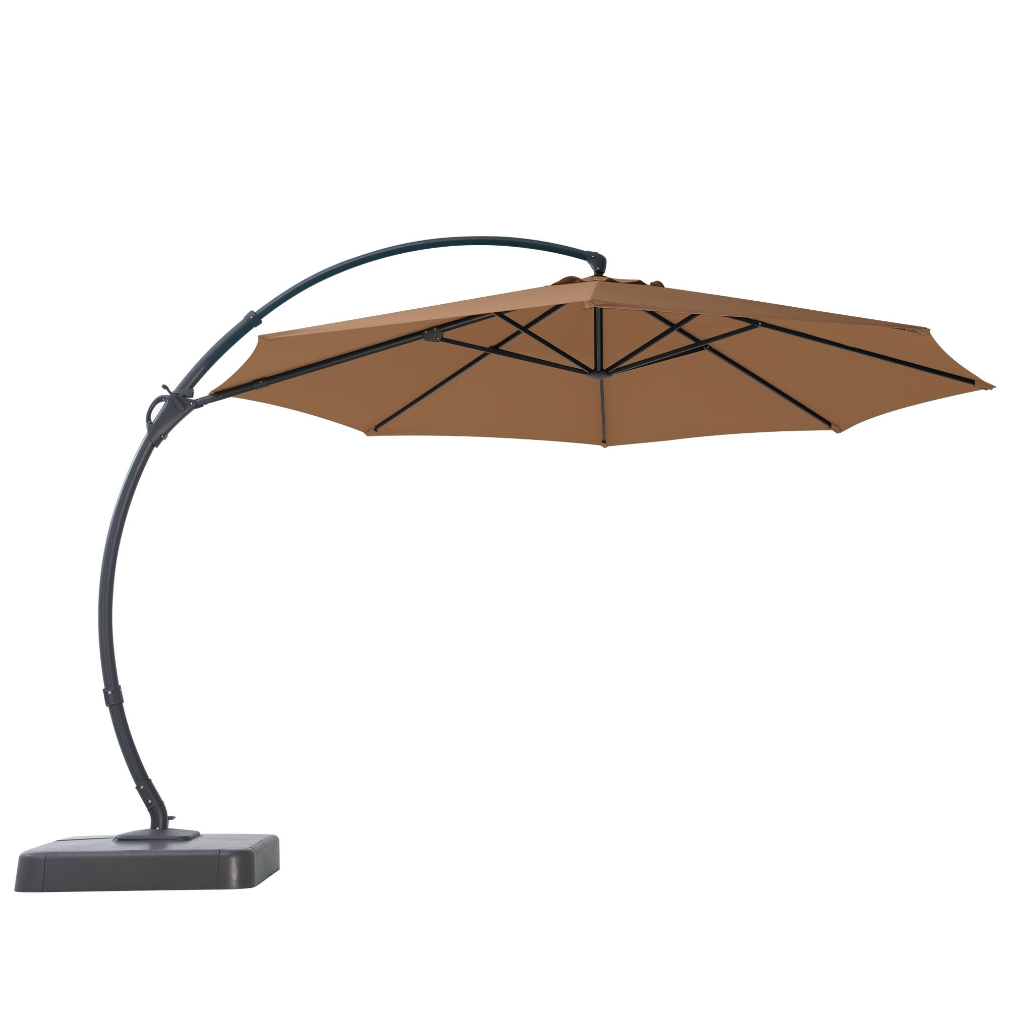 LAUSAINT HOME 11 FT Outdoor Patio Umbrella with Base, Aluminum Cantilever Umbrella with Crank, Gray