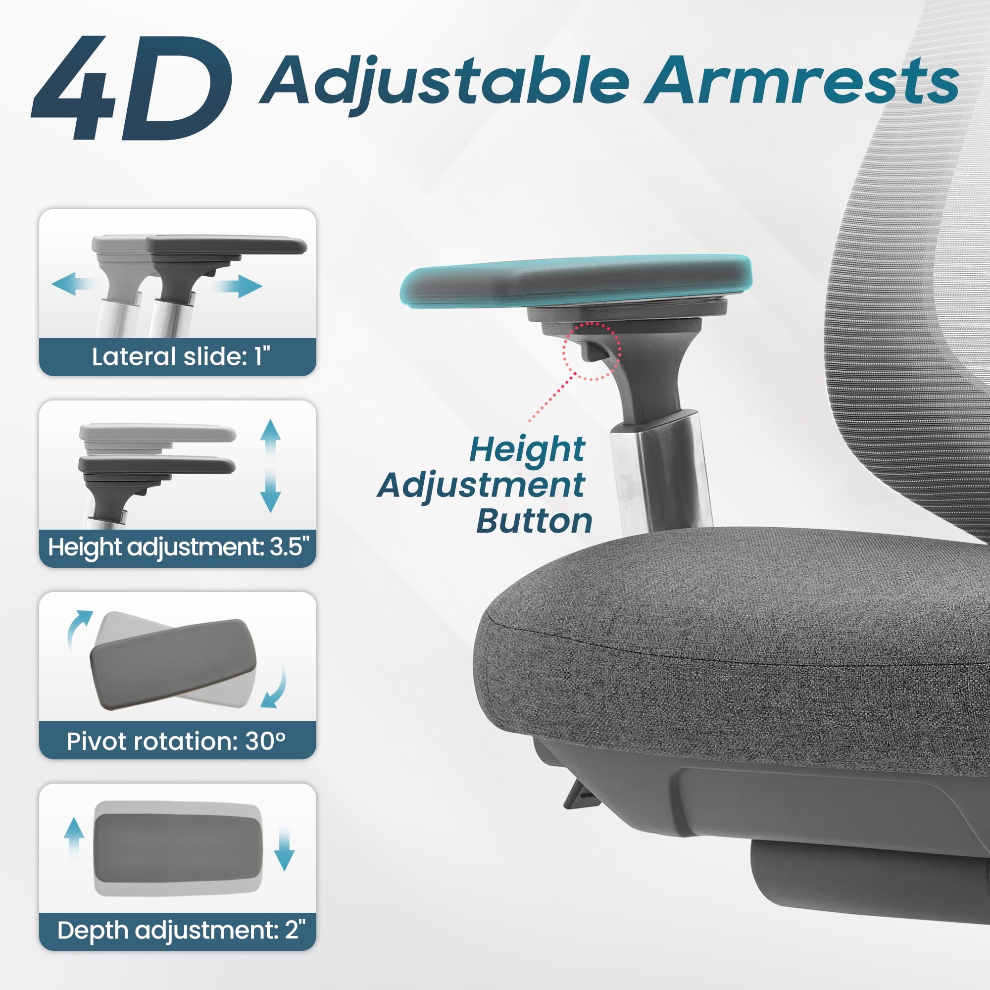 COLAMY ATLAS-01 Ergonomic Office Chair, High Back Office Executive Desk Chair, Mesh Office Chair Lumbar Support with Adjustable Headrest and 4D Arms, Slide Seat, Tilt Lock-Darkgrey