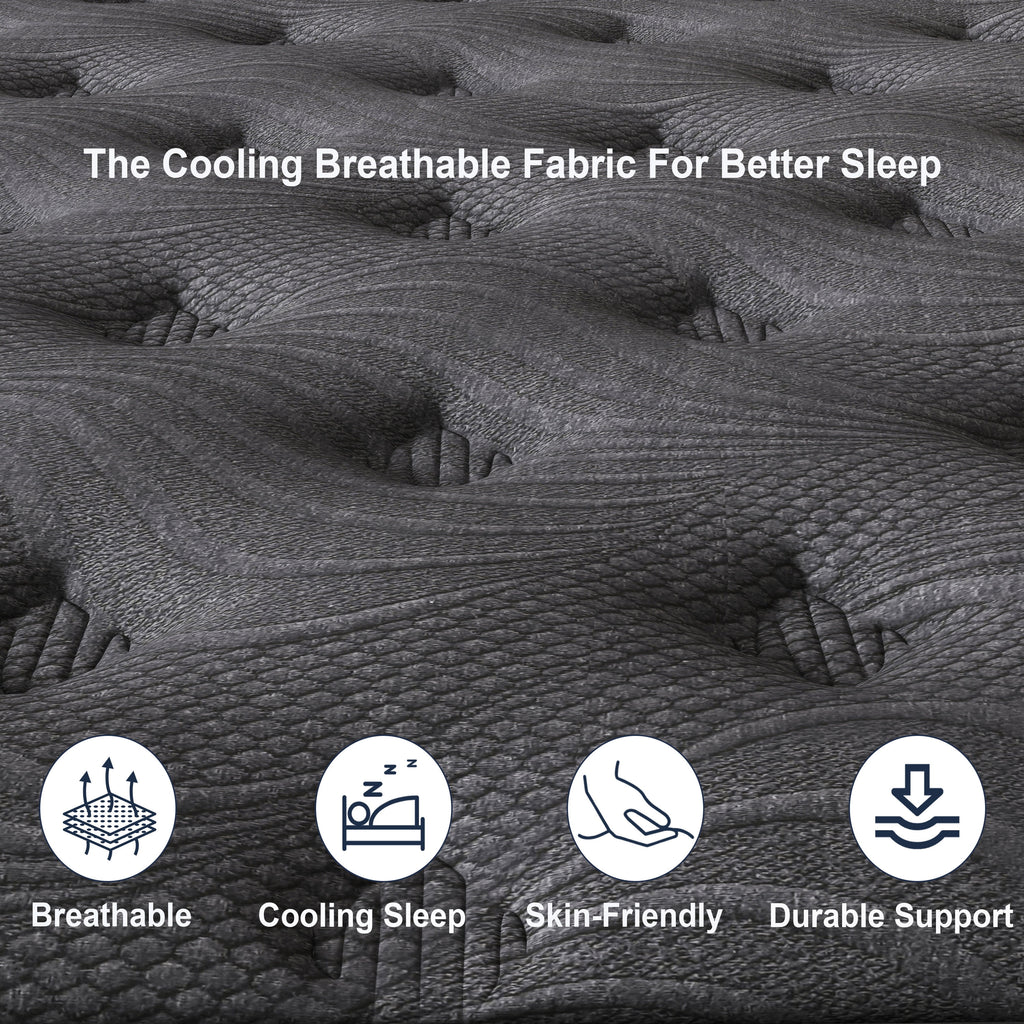 Zekbip 12 inch Queen Mattress in a Box, Hybrid Gel Memory Foam with Individually Wrapped Pocket Coils, Medium Firm, Pressure Relief, Cooling Sleep Support for Adult