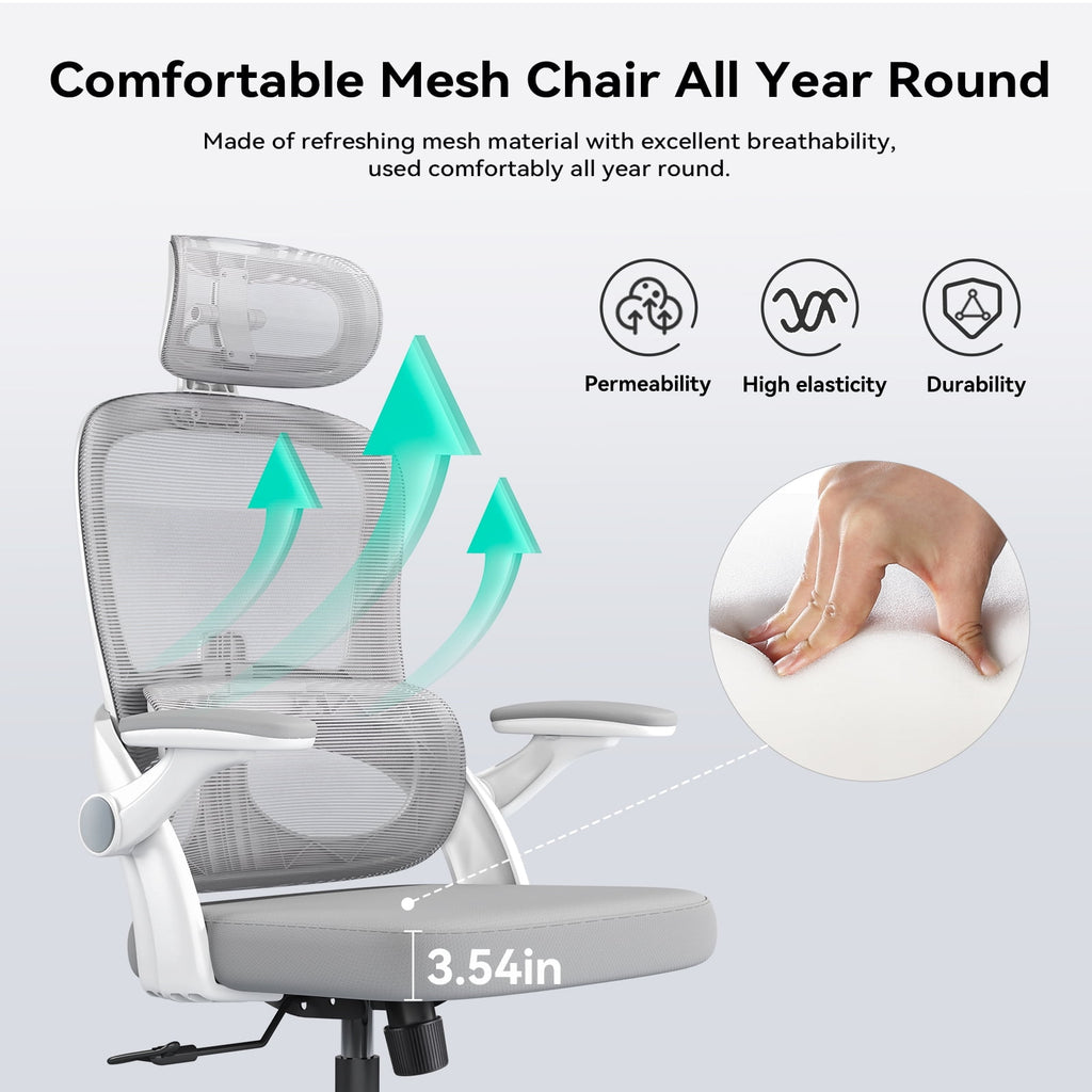 Sihoo Ergonomic Office Chair with Adjustable Lumbar Support, Mesh Backrest, 3D Armrests, 2D Headrest, Tall Seat, Recline