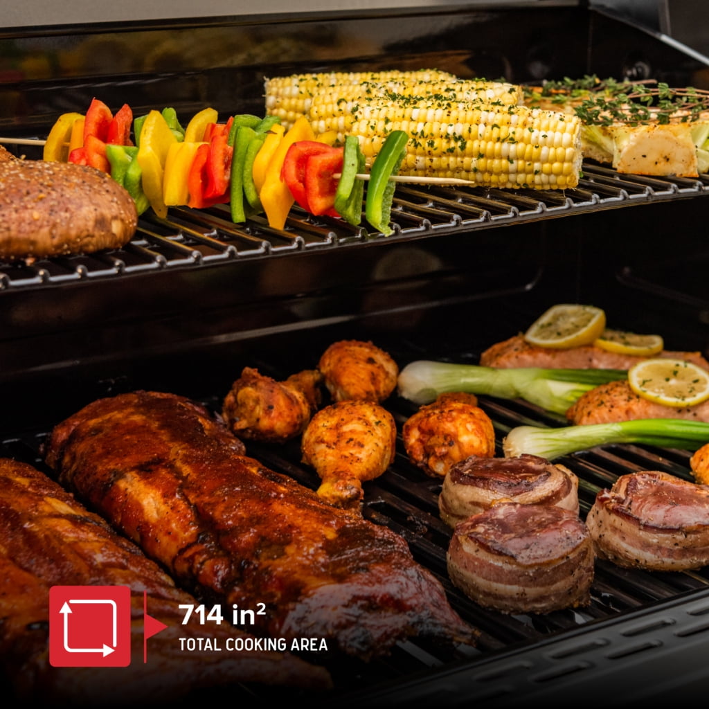 Neevo Smart Propane Grill 44,000 BTU, with 2 U Shaped Burners, Outdoor BBQ, Electronic Control, 714 Sq In Cooking Space, Cast Iron Grates, App Connected – 720-1054 
