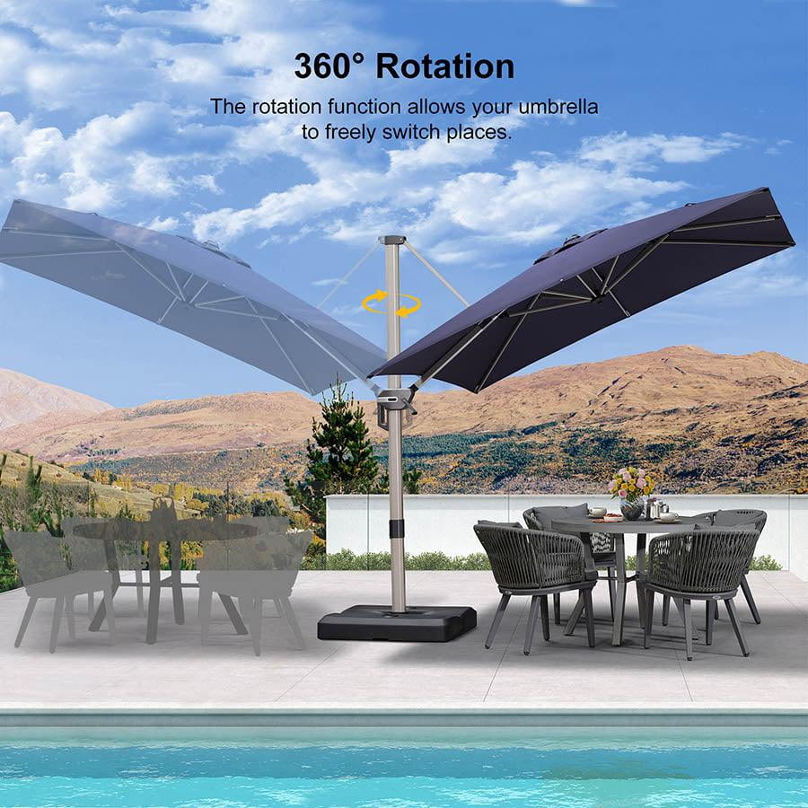 PURPLE LEAF Patio Umbrella with Base Included, 10ft Outdoor Aluminum Cantilever Umbrella with 360° Rotation, Aluminum Large Offset Umbrella for Outdoor Garden Pool, Beige