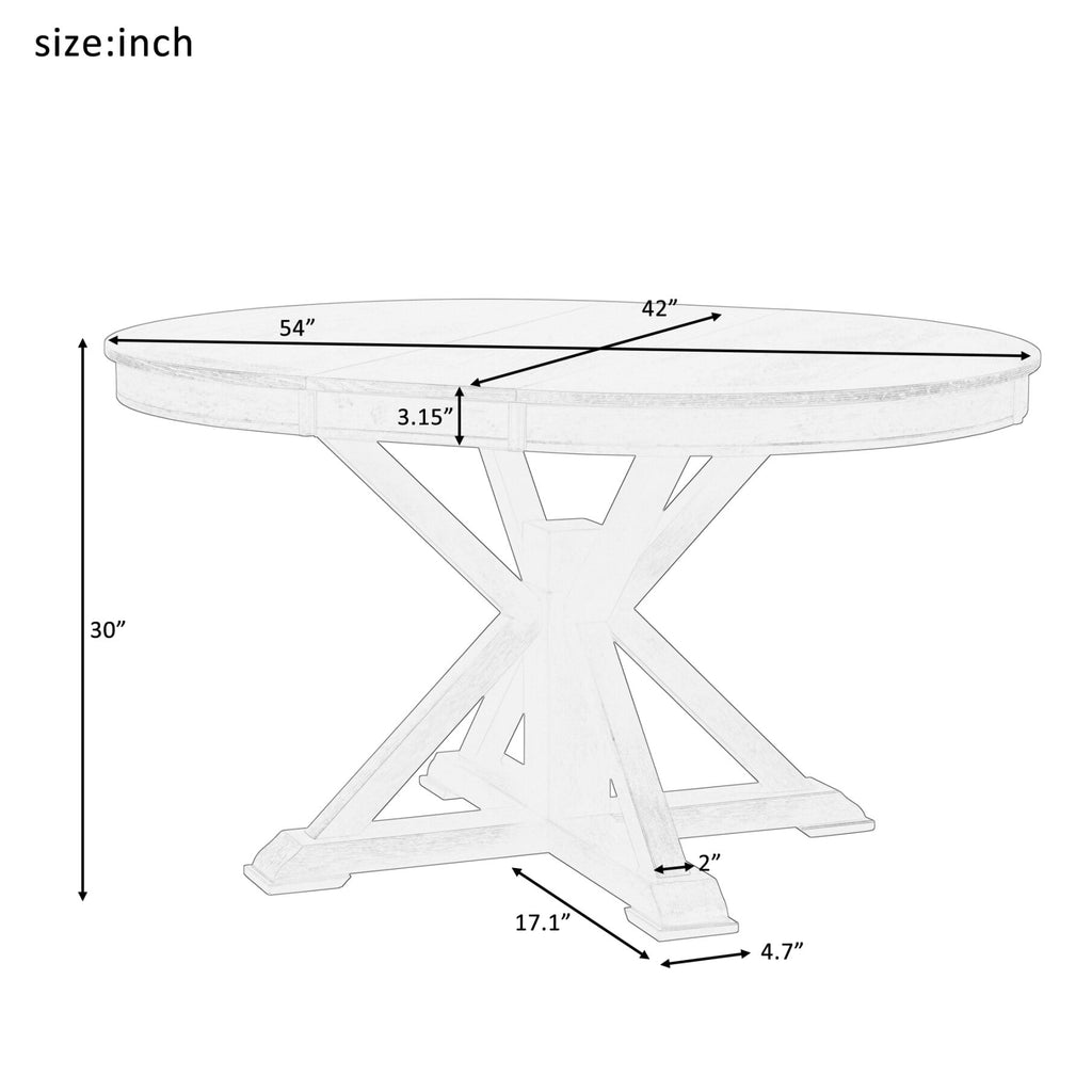 JAMPOOCA Retro Style MDF Extendable 5 Pieces Dining Table Set, Natural Wood