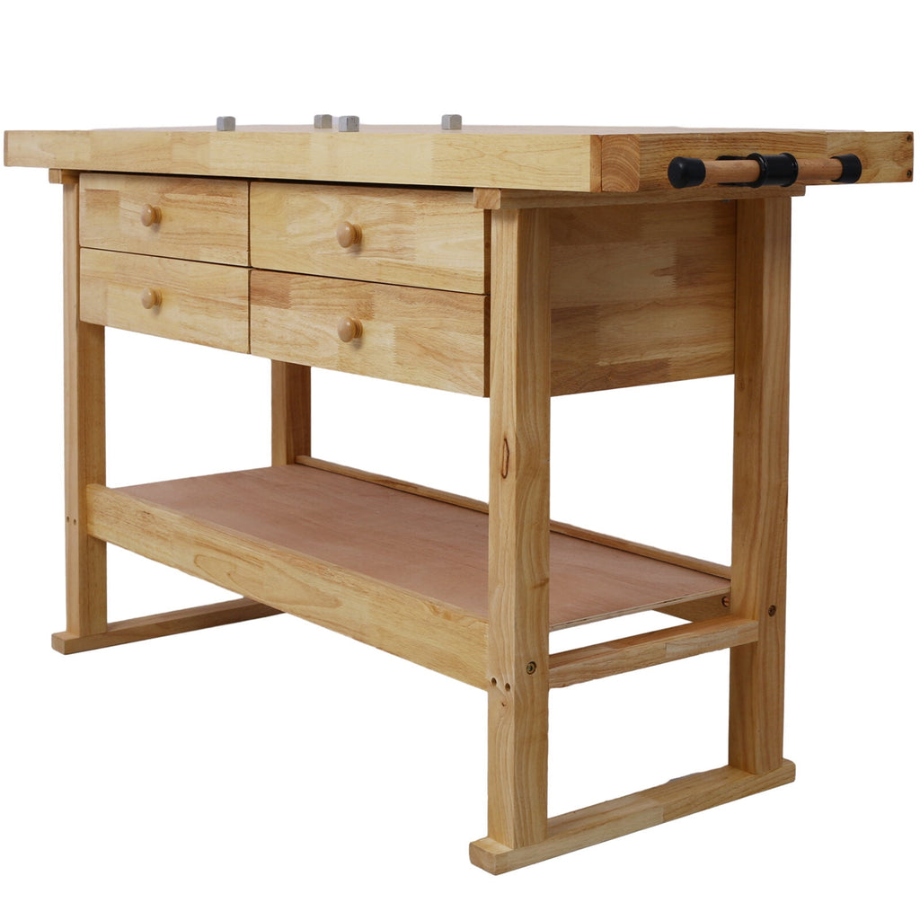 55-Inch Wood Workbench - Wooden Workbench for Garage Workshop and Home,