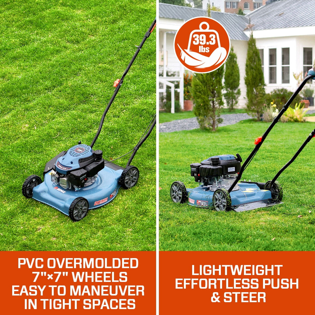 SENIX Gas Lawn mower, 20in Cutting Blade 21in Cutting Deck, 144cc 4-Cycle Engine, Steel Deck with Side Discharge, LSPG-L4