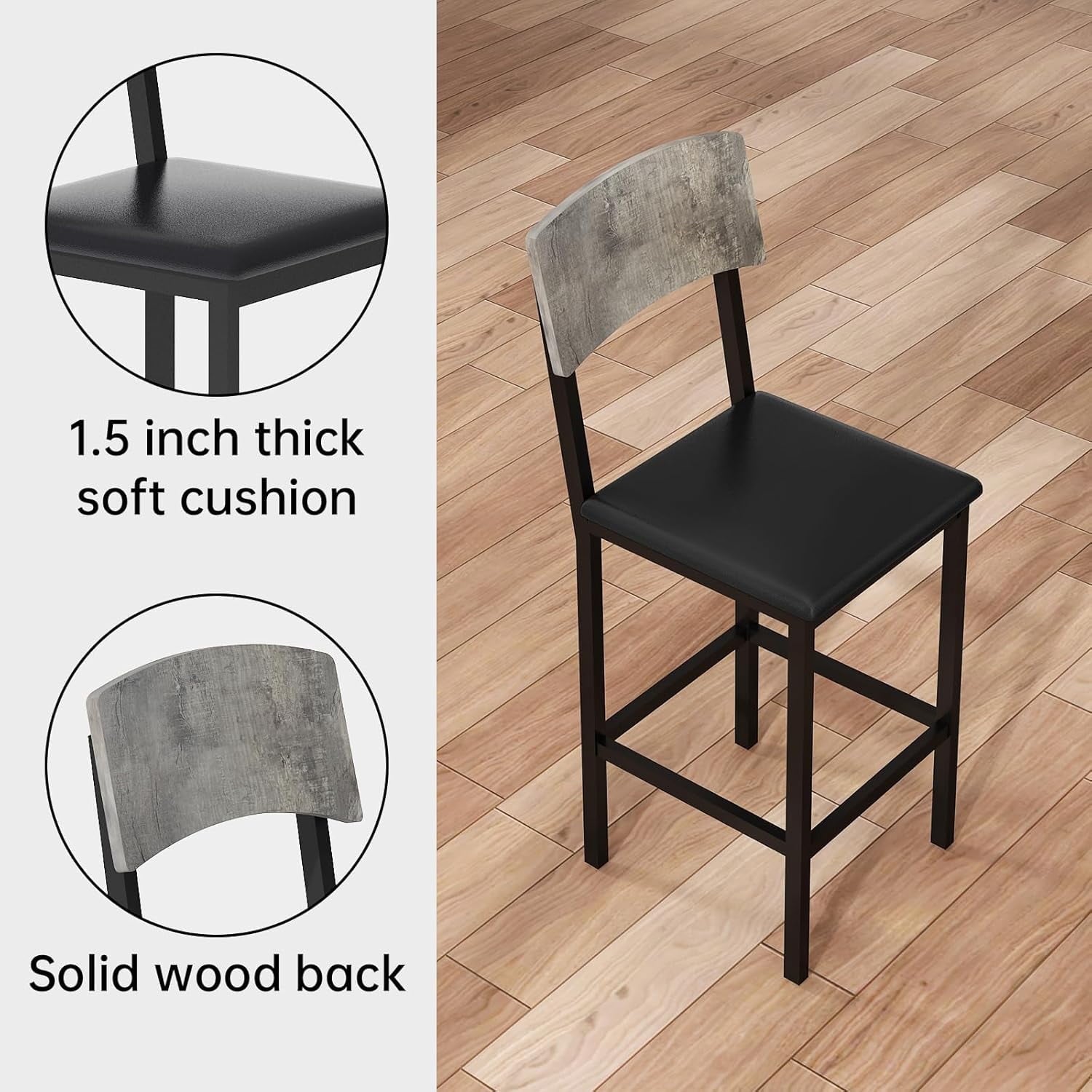 MIERES 5 Piece Dining Table Set High Top Dining Table Set for 4 Counter Height Small Kitchen Table With 4 Velvet Upholstered Chairs, Wood Small Dining Set for Bar Dining Room Breakfast