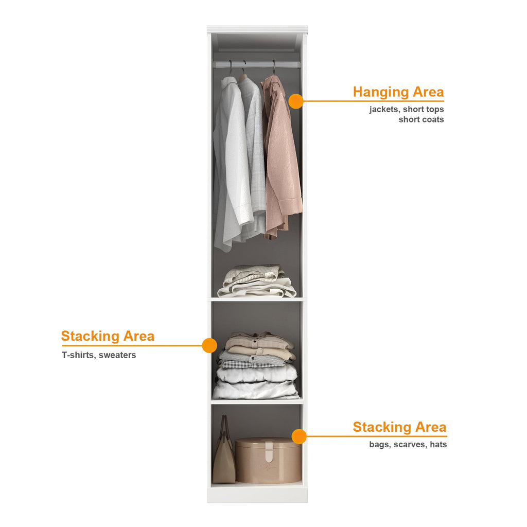 OxyLife 2 Door Wardrobe Armoire, White Closet Storage Organizer with Drawers and Shelves