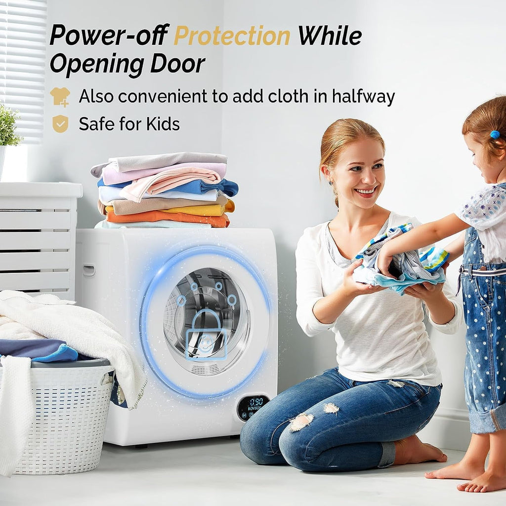VINGLI Portable Clothes Dryer 10 lbs 110V White Electric Dryer Tumble