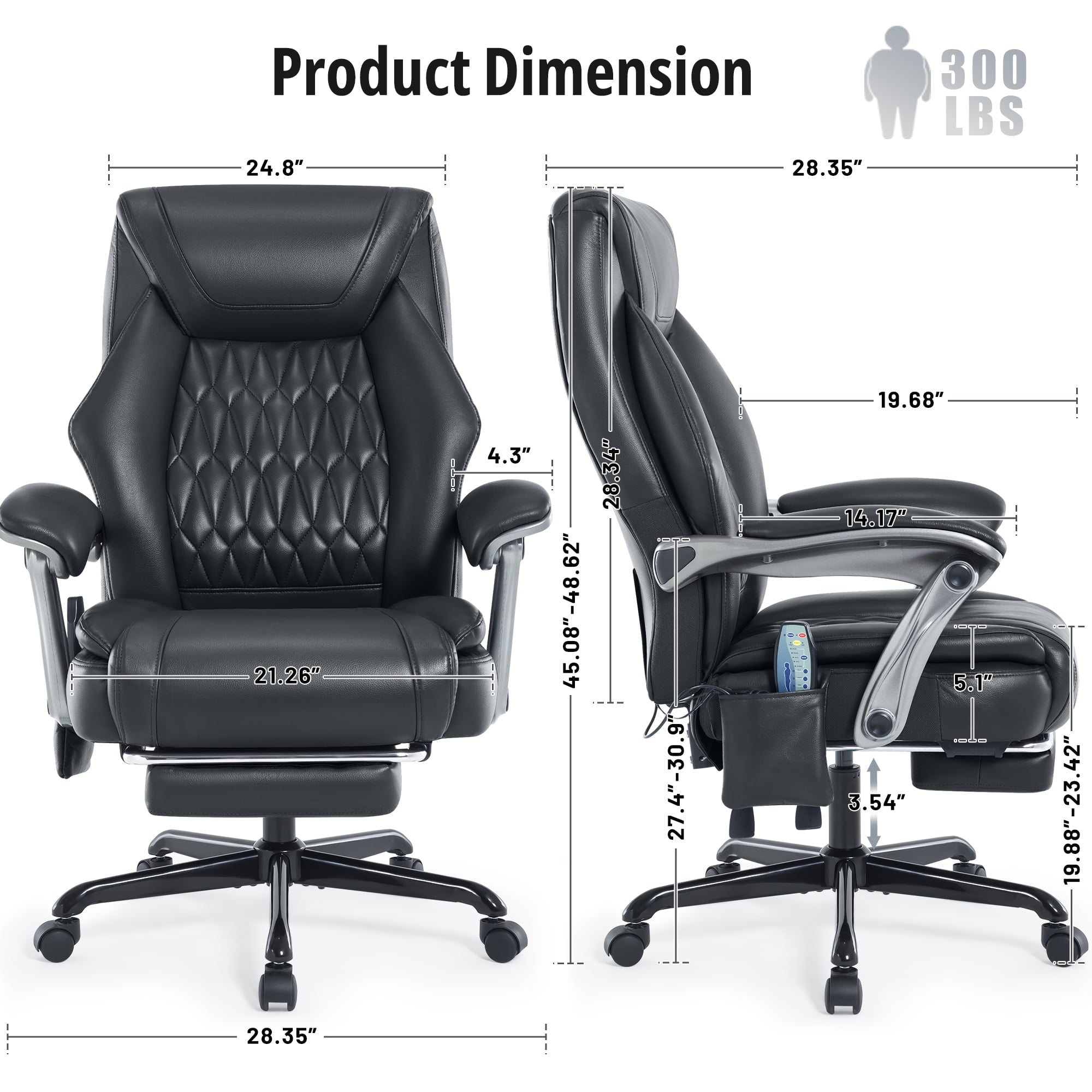 Heated Massage Office Chair with 6 Points Vibration, Reclining Ergonomic Desk Chair with Footrest for Extra Comfort, PU Leather High Back Executive Computer Chair, Thick Padded Massage Chair