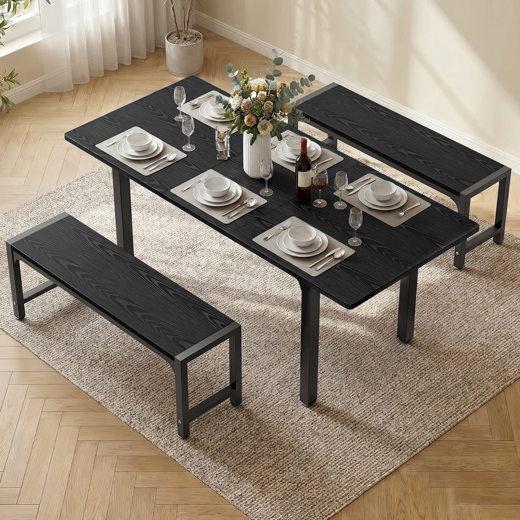 Noelse 5 Piece Dining Table Set for 4, Kitchen Table and Chairs Set with Upholstered Seats and Backrests, Wooden Frame for Kitchen Dining Room