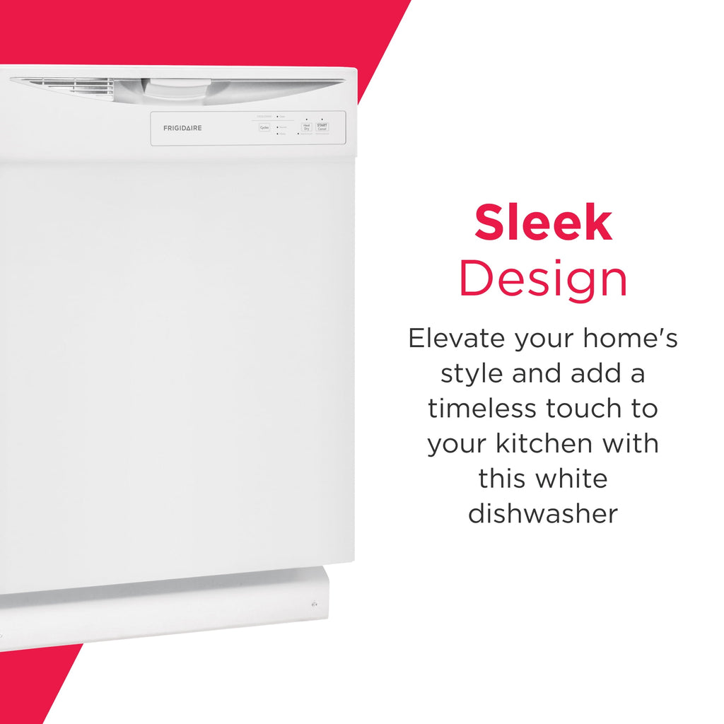 Frigidaire FDPC4221AW 24 Built-In Dishwasher, Front Control, White