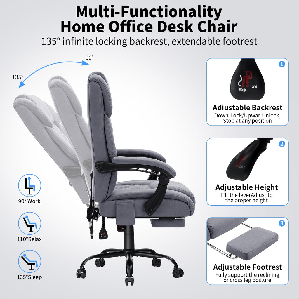 Hoffree Massage Office Chair 400LBS Executive Office Chair Massage and Footrest Big and Tall Office Chair with Heated Lumbar Support, Ergonomic Computer Desk Chair Reclining High Back Leather Office