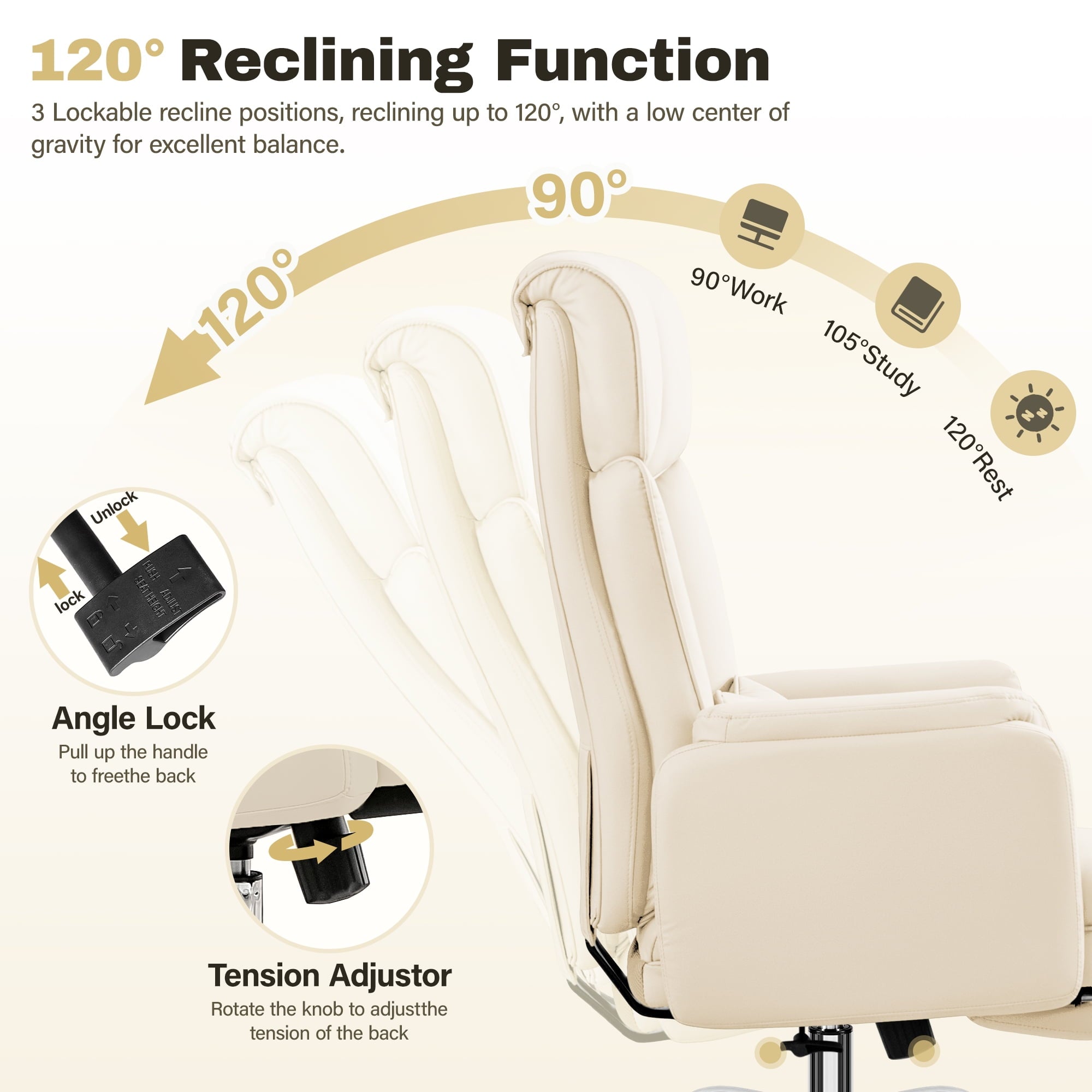 Primy Cross Legged Office Chair with Footrest & Convertible Armrests, 500LBS Capacity Home Desk Chair, Ergonomic Recliner with Lumbar Pillow, Criss Cross Design, Big and Tall Executive Chair