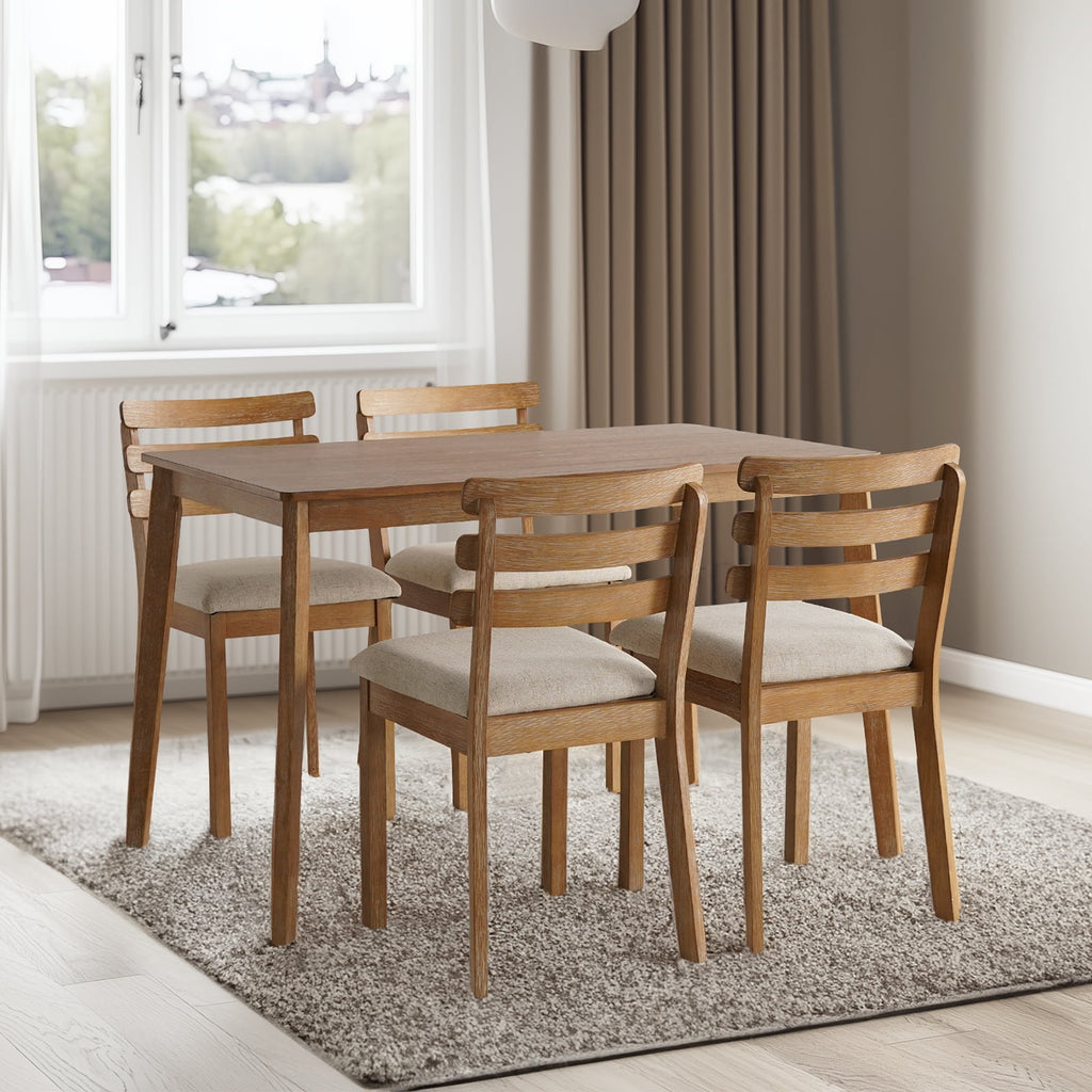 KithKasa Rectangular Dining Table Set for 4 , Kitchen Table and Chairs for 4, 5 Piece Space Saving Wood Kitchen & Dining Room Tables Set Furniture