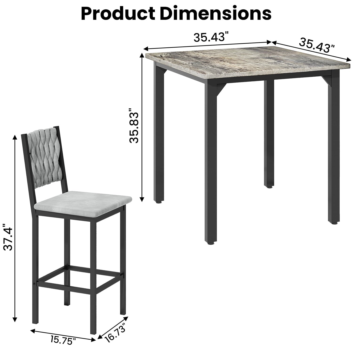 MIERES 5 Piece Dining Table Set High Top Dining Table Set for 4 Counter Height Small Kitchen Table With 4 Velvet Upholstered Chairs, Wood Small Dining Set for Bar Dining Room Breakfast