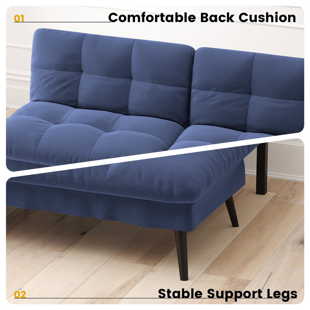 CloudRest Pro 72 Modern Convertible Futon Sofa Bed, Upholstered Futon Couch with 5 Adjustable Backrest Angles,Suitable for Apartment,Living Room,Black