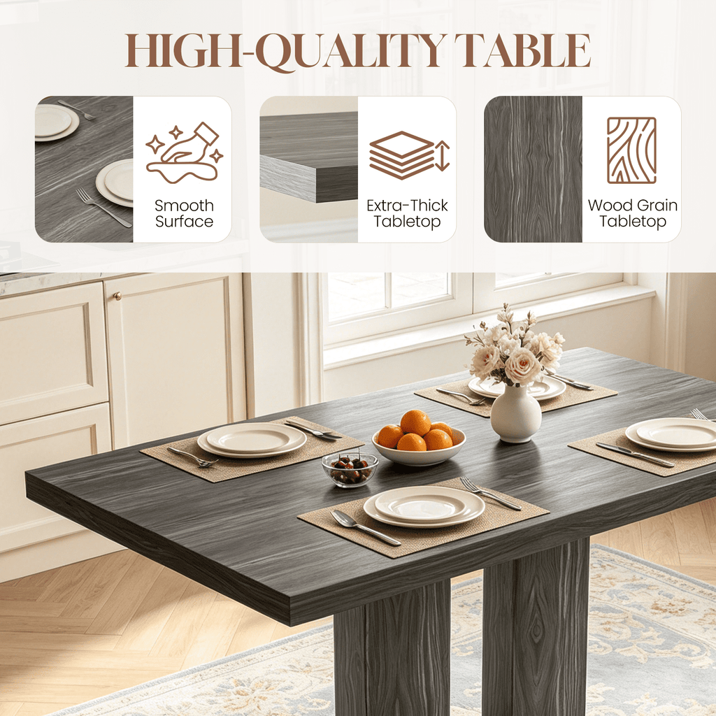 46.2 Dining Table,Modern Square Dining Table for 4-6 People,Rectangular Dining Room Table with Sturdy Pedestal Base，Rectangle kitchen Table for Living Room, Apartment