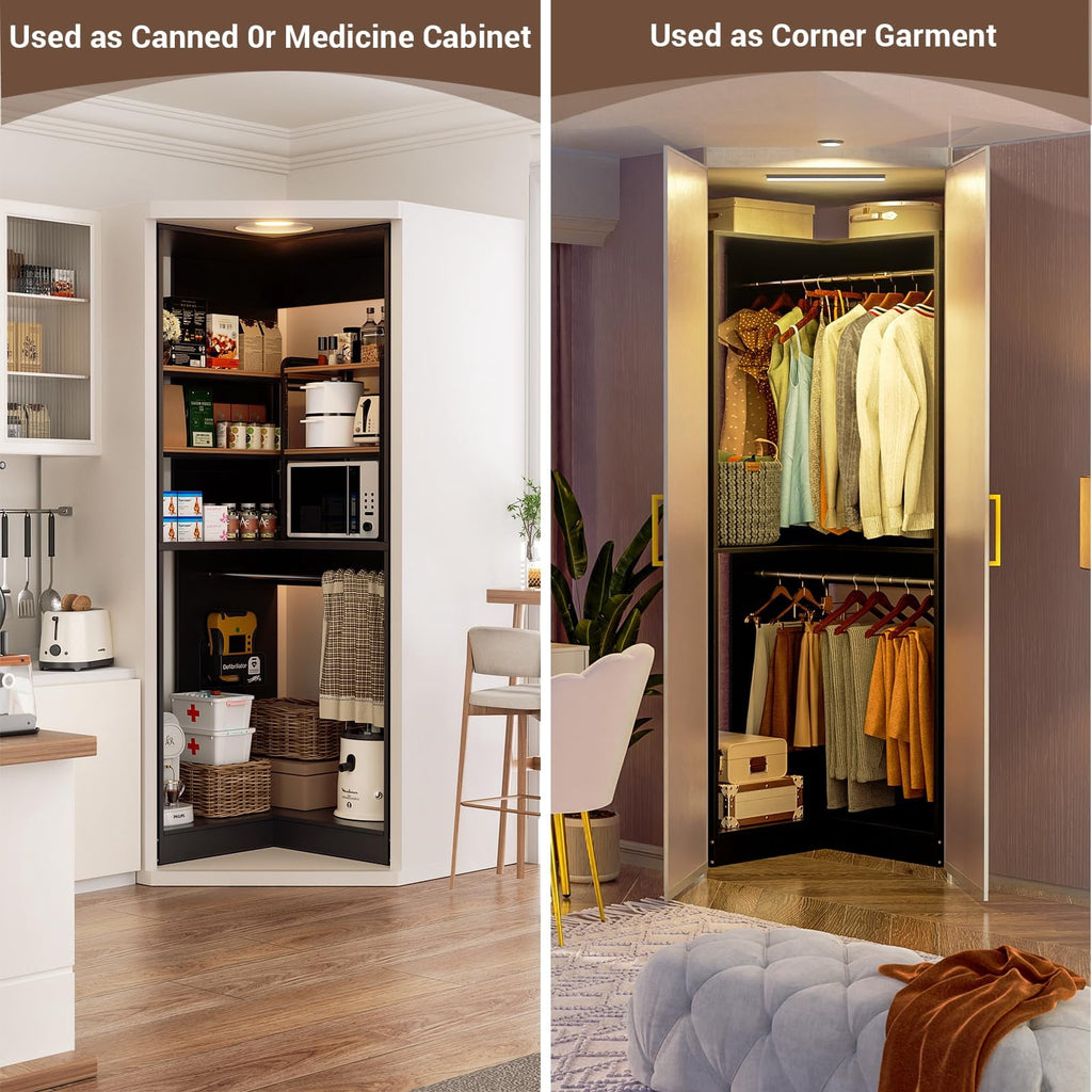 Homieasy 32'' W Corner Closet System with Hanging Rod, White