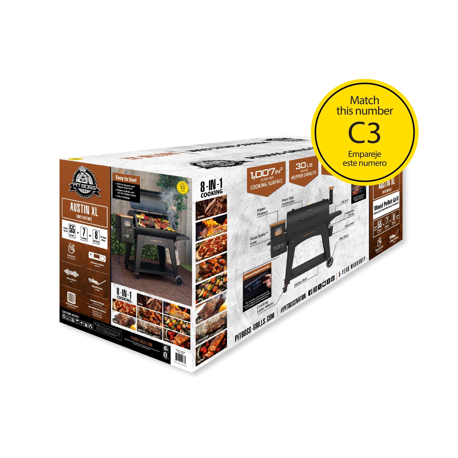 Pit Boss Pellet Smoker, Austin XL 1000 Square inch Wood Fired Pellet Grill, Onyx Series